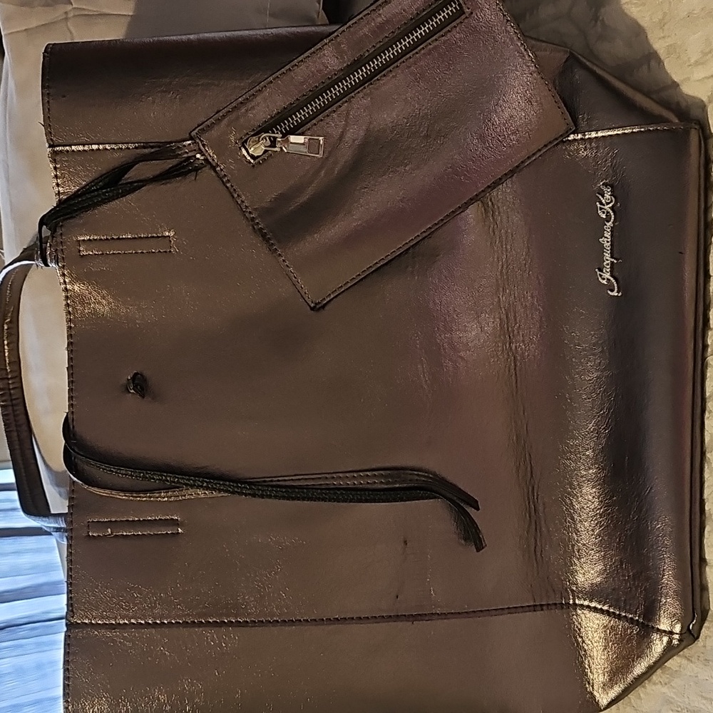 Jacqueline Kent Vegan Leather Metallic Silver Bag